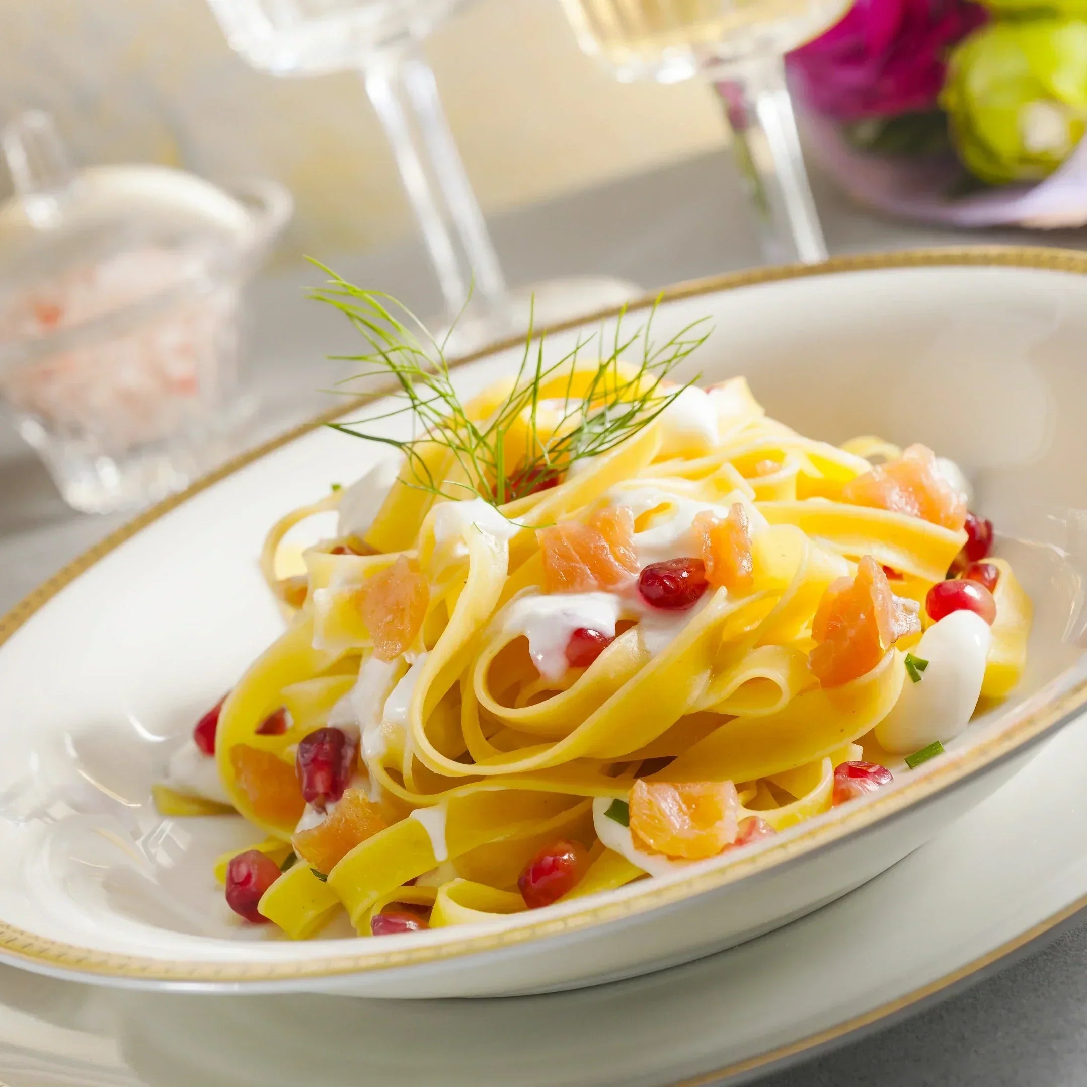 Cremige Fettuccine mit Lachs Tartare