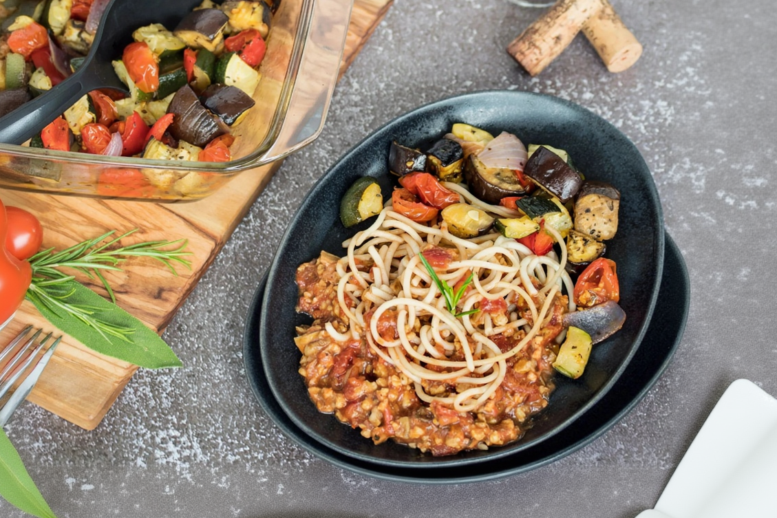 Spaghetti Bolognese mit Ratatouille